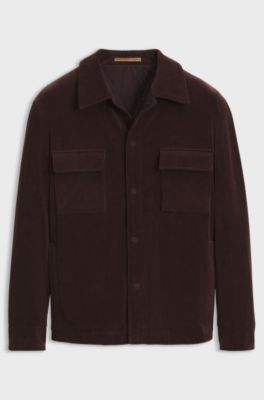 Reversible relaxed-fit padded overshirt in corduroy, Brown