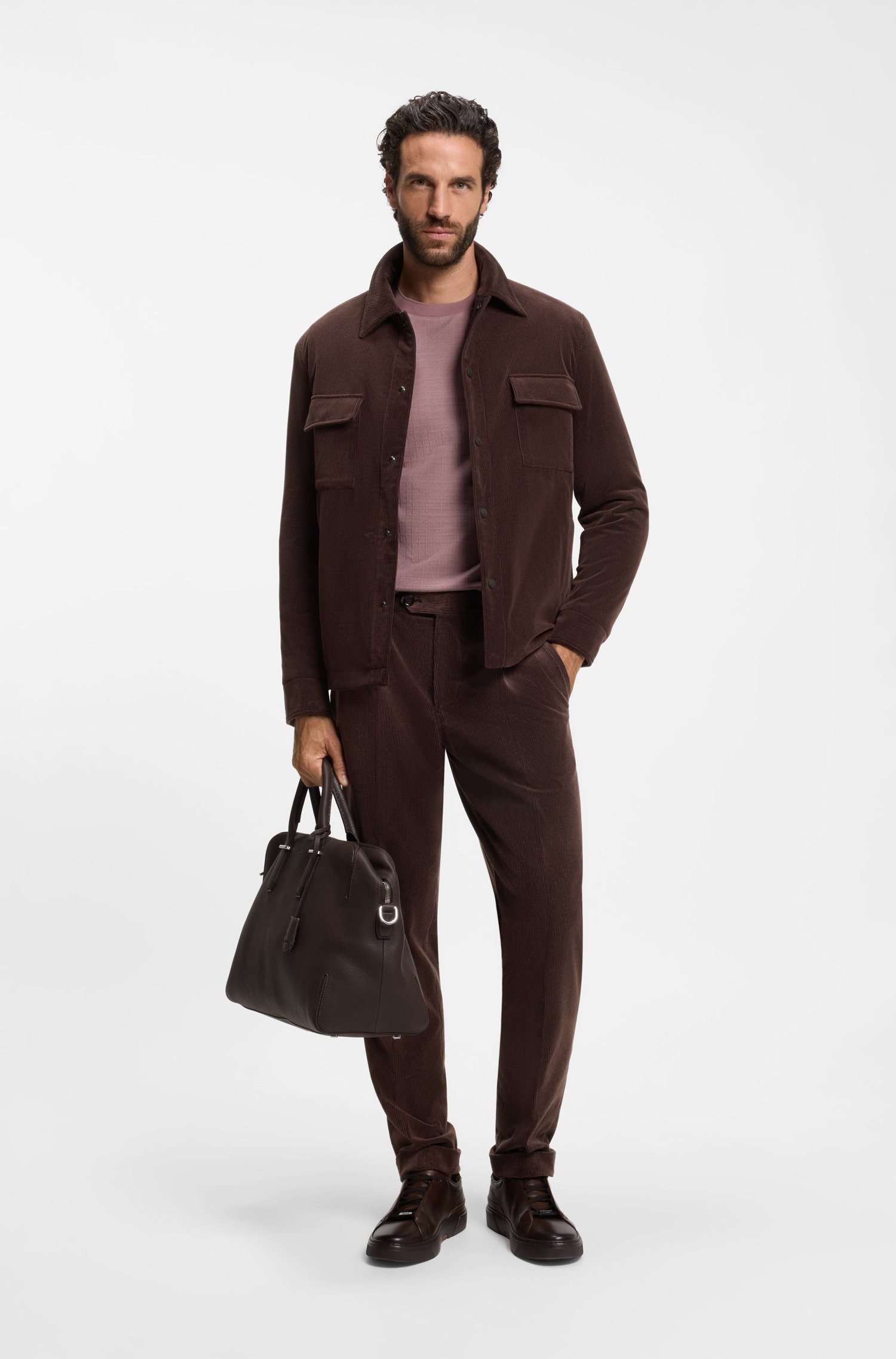 Boss Reversible relaxed-fit padded overshirt in corduroy jackor herr – bild 2