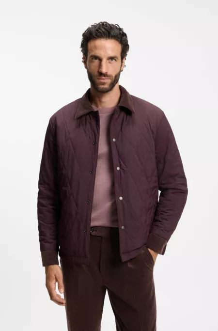 Reversible relaxed-fit padded overshirt in corduroy
