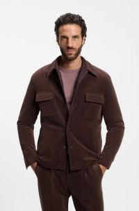 Reversible relaxed-fit padded overshirt in corduroy, Brown
