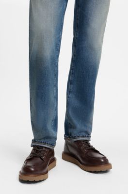 BOSS BY BECKHAM Stivali stringati in pelle, Marrone scuro