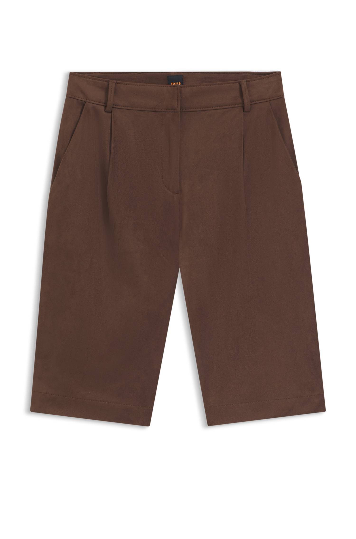 Boss Regular-fit shorts in faux suede with front pleats dam – bild 4