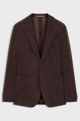 Slim-fit blazer in stretch corduroy, Dark Brown