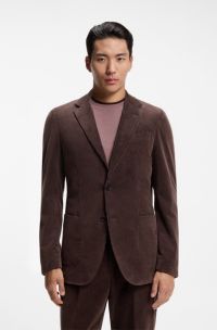 Slim-fit blazer in stretch corduroy, Dark Brown