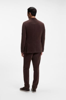 Slim-fit blazer in stretch corduroy, Dark Brown