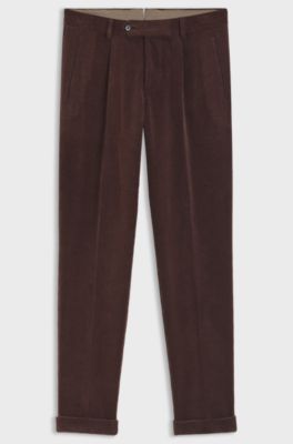 Tapered-fit trousers in cotton-blend corduroy, Dark Brown