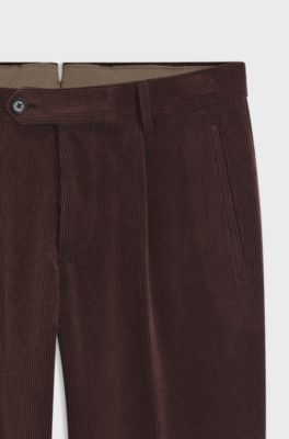 Tapered-fit trousers in cotton-blend corduroy, Dark Brown