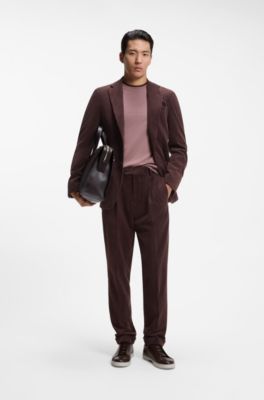 Tapered-fit trousers in cotton-blend corduroy, Dark Brown