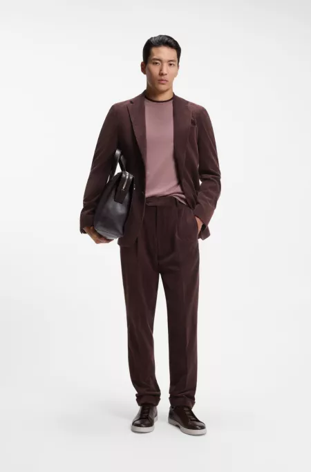 Pantalon Tapered en velours côtelé de coton mélangé