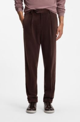 Tapered-fit trousers in cotton-blend corduroy, Dark Brown