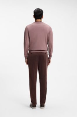Tapered-fit trousers in cotton-blend corduroy, Dark Brown