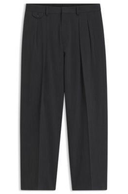 BOSS BY BECKHAM relaxed-fit trousers in Italian wool, Dark Grey