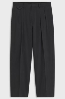 BOSS BY BECKHAM relaxed-fit trousers in Italian wool, Dark Grey