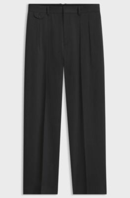BOSS BY BECKHAM relaxed-fit trousers in Italian wool, Dark Grey