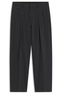 BOSS BY BECKHAM relaxed-fit trousers in Italian wool, Dark Grey