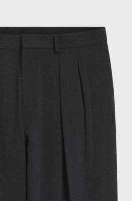 BOSS BY BECKHAM relaxed-fit trousers in Italian wool, Dark Grey