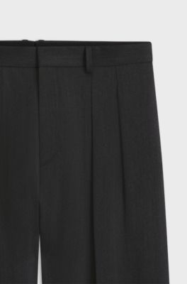 BOSS BY BECKHAM relaxed-fit trousers in Italian wool, Dark Grey