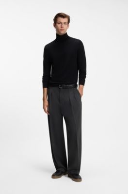 BOSS BY BECKHAM relaxed-fit trousers in Italian wool, Dark Grey