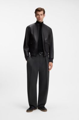 BOSS BY BECKHAM relaxed-fit trousers in Italian wool, Dark Grey