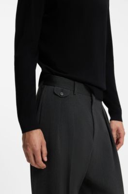 BOSS BY BECKHAM relaxed-fit trousers in Italian wool, Dark Grey