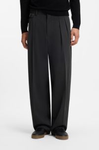 BOSS BY BECKHAM Pantalon Relaxed en laine italienne, Gris sombre