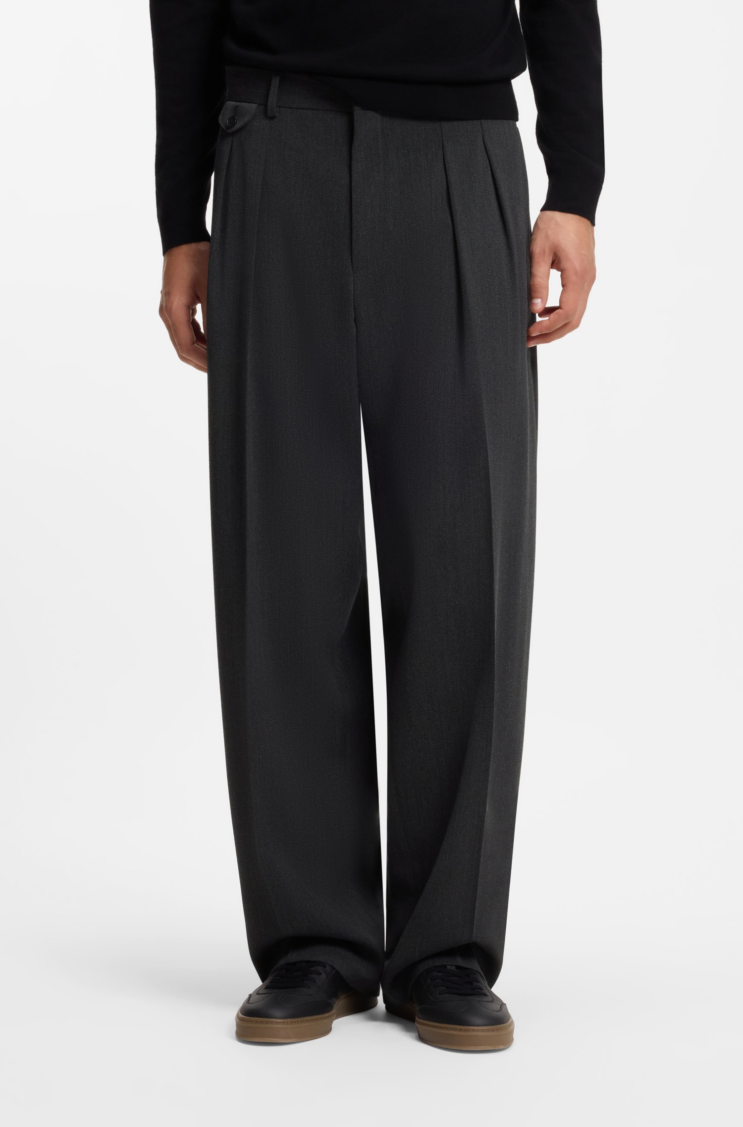 Boss BY BECKHAM relaxed-fit trousers in Italian wool byxor herr