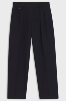 BOSS BY BECKHAM relaxed-fit trousers in Italian wool, Dark Blue