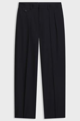 BOSS BY BECKHAM relaxed-fit trousers in Italian wool, Dark Blue