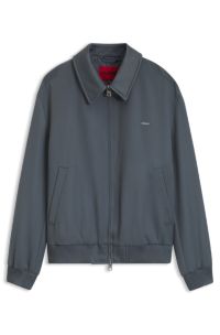 Patterned wool-blend jacket with metal logo, Dark Grey