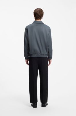 Patterned wool-blend jacket with metal logo, Dark Grey