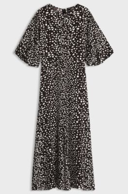 Dot-motif maxi dress, Black / White