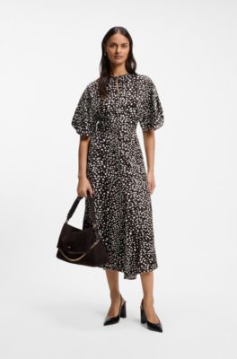 Dot-motif maxi dress, Black / White