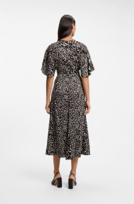 Dot-motif maxi dress, Black / White