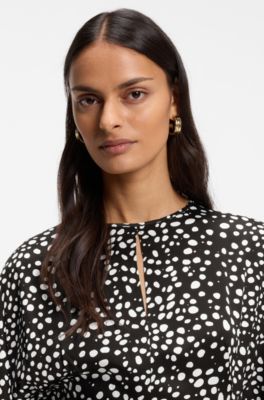 Dot-motif maxi dress, Black / White