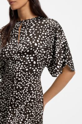 Dot-motif maxi dress, Black / White