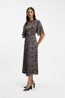 Dot-motif maxi dress, Black / White