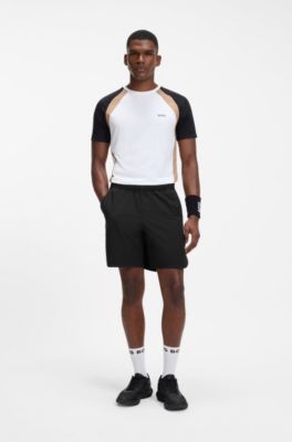 Performance tennis shorts with colour-block details, Black