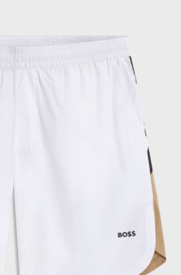 Performance tennis shorts with colour-block details, White