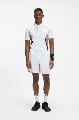 Performance tennis shorts with colour-block details, White