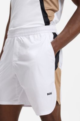 Performance tennis shorts with colour-block details, White