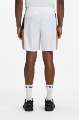Performance tennis shorts with colour-block details, White