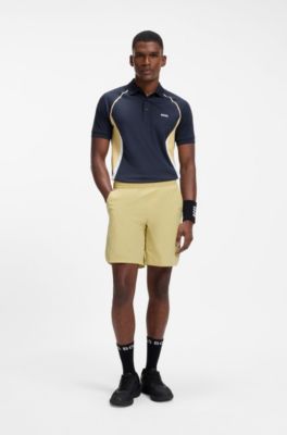 Performance tennis shorts with colour-block details, Yellow