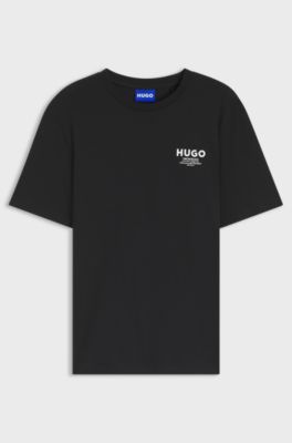Regular-fit cotton T-shirt with logo print, Black