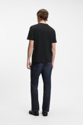 Regular-fit cotton T-shirt with logo print, Black