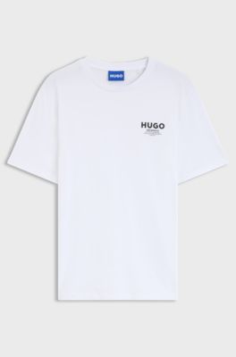 Regular-fit cotton T-shirt with logo print, White
