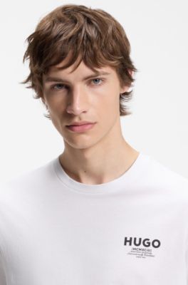 Regular-fit cotton T-shirt with logo print, White