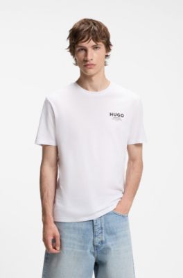 Regular-fit cotton T-shirt with logo print, White
