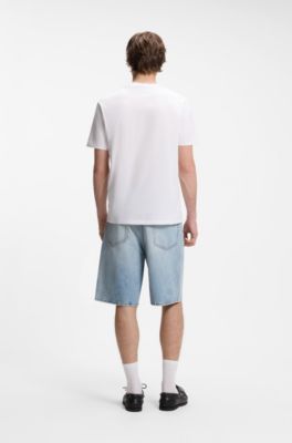 Regular-fit cotton T-shirt with logo print, White