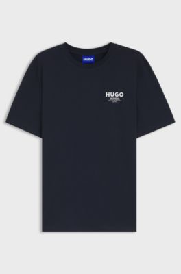 Regular-fit cotton T-shirt with logo print, Dark Blue