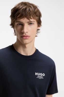 Regular-Fit T-Shirt aus Baumwolle mit Logo-Print, Dunkelblau